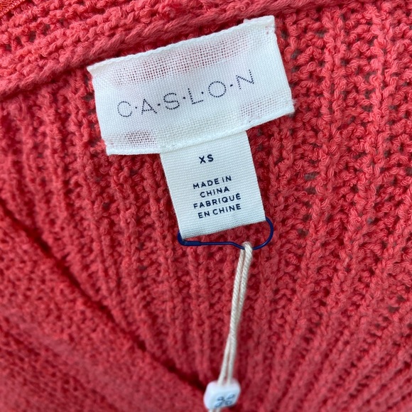 Caslon Pink Split V Neck Rib Knit Sweater Long sleeve pullover - Picture 4 of 7